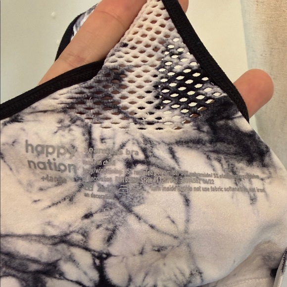 EUC Happy Nation Women's Black and White Sports Bra - Picture 2 of 3